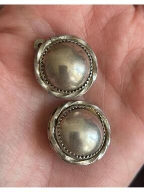 Sterling Silver Dome Clip On Earrings Sawtooth Western